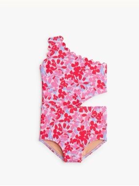 J. Crew Factory Girls' Floral Scalloped One-piece Swimsuit